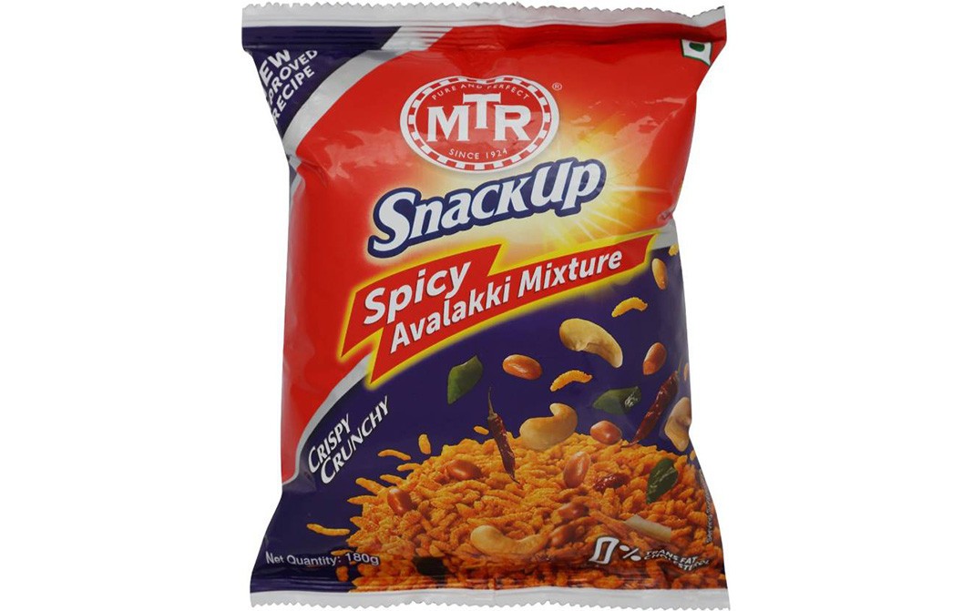 MTR Snackup Spicy Avalakki Mixture Crispy Crunchy   Pack  180 grams